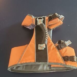 Orange Dog Harness with Handle